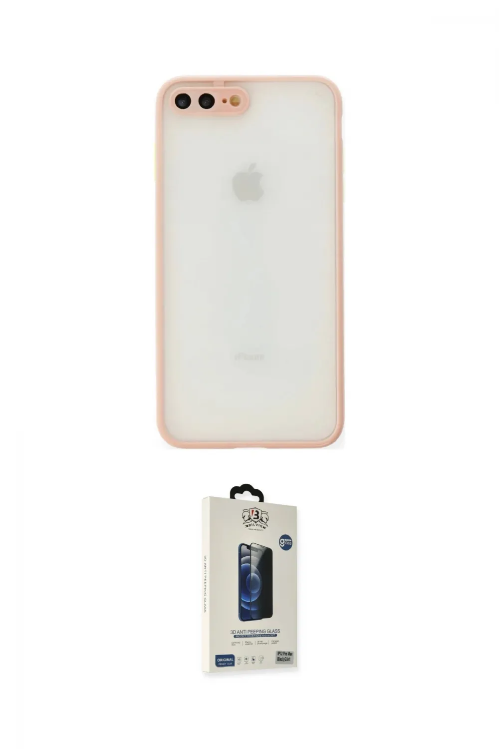 ieg™ iPhone 7 Plus Kılıf Ahenk Çizgi Serisi - Siyah Bilvis Hayalet Cam Ekran Koruyucu