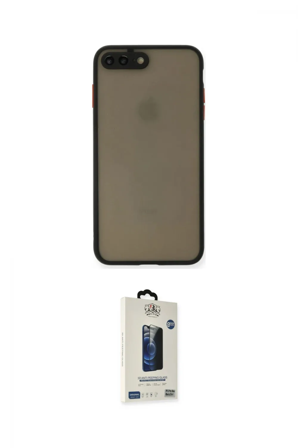 ieg™ iPhone 7 Plus Kılıf Ahenk Çizgi Serisi - Siyah Bilvis Hayalet Cam Ekran Koruyucu