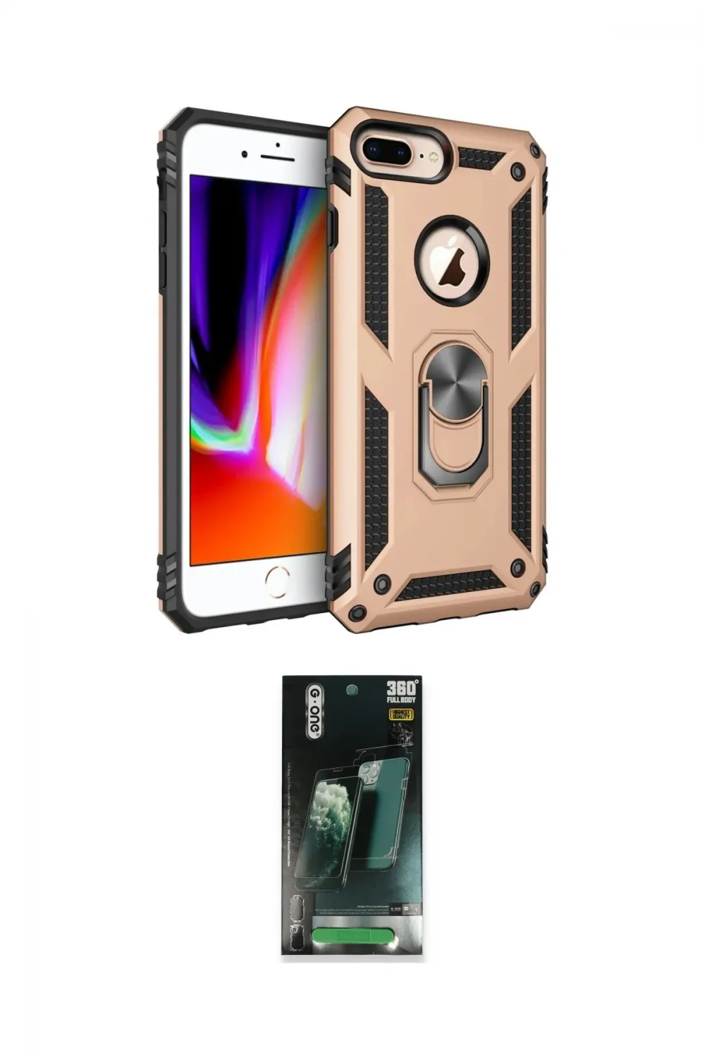 ieg™ iPhone 7 Plus Kılıf Ahenk Klasik Koleksiyonu - Şeffaf 360 Full Body Arka Koruyucu