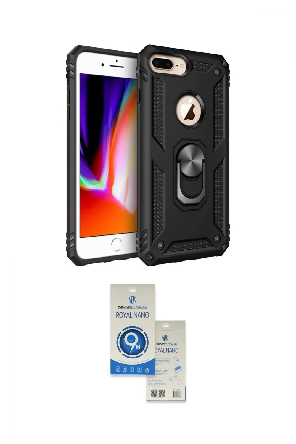 ieg™ iPhone 7 Plus Kılıf Ahenk Klasik Koleksiyonu - Şeffaf Royal Nano Ekran Koruyucu