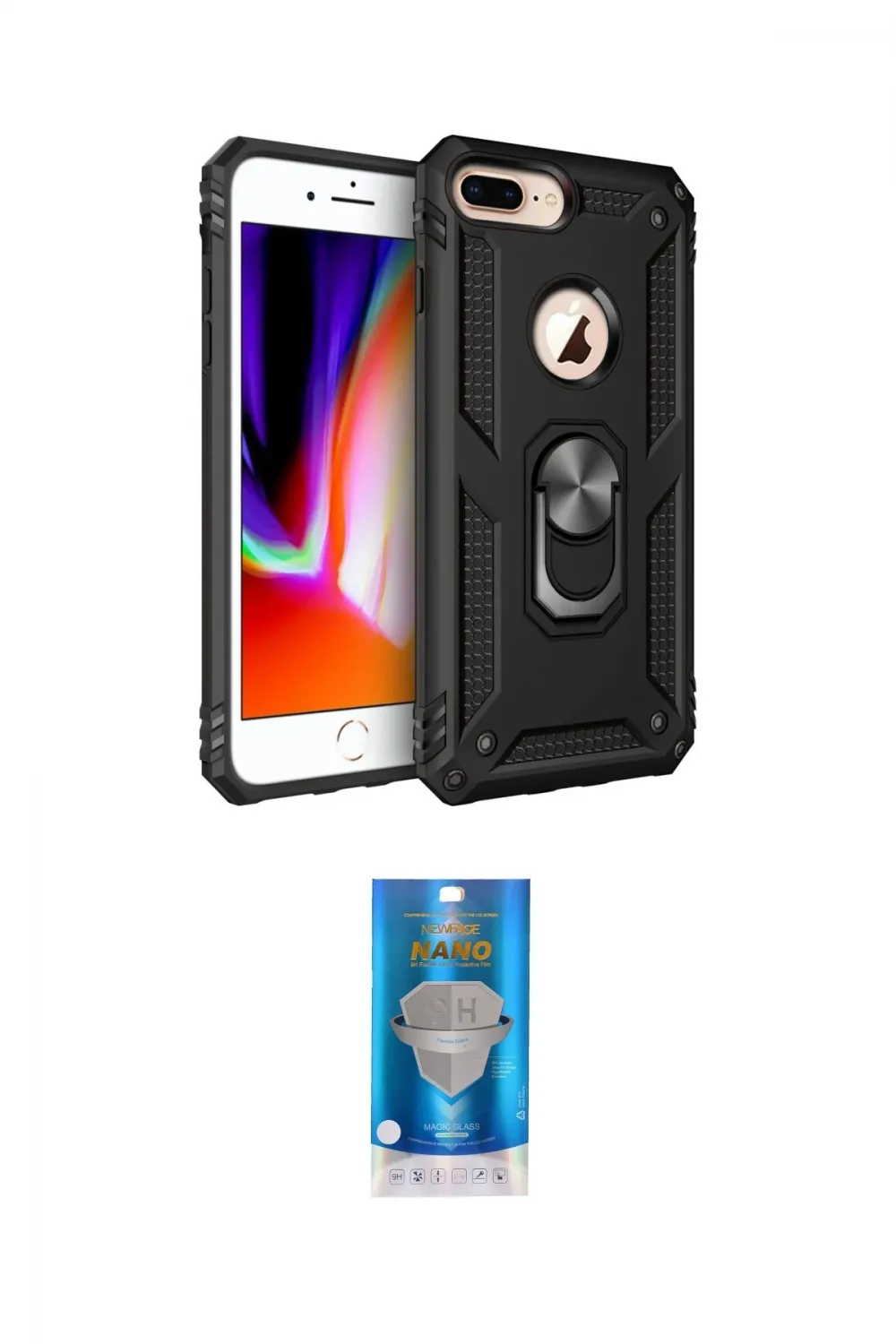 ieg™ iPhone 7 Plus Kılıf Ahenk Klasik Koleksiyonu - Şeffaf Royal Nano Ekran Koruyucu