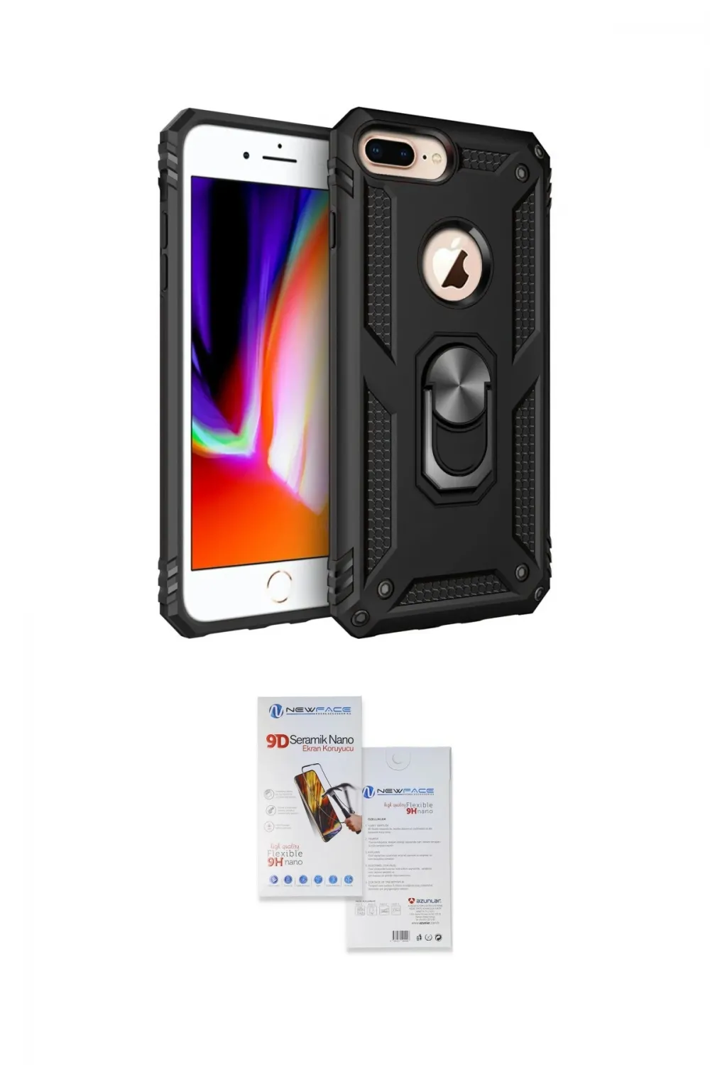 ieg™ iPhone 7 Plus Kılıf Ahenk Klasik Koleksiyonu - Siyah Seramik Nano Ekran Koruyucu