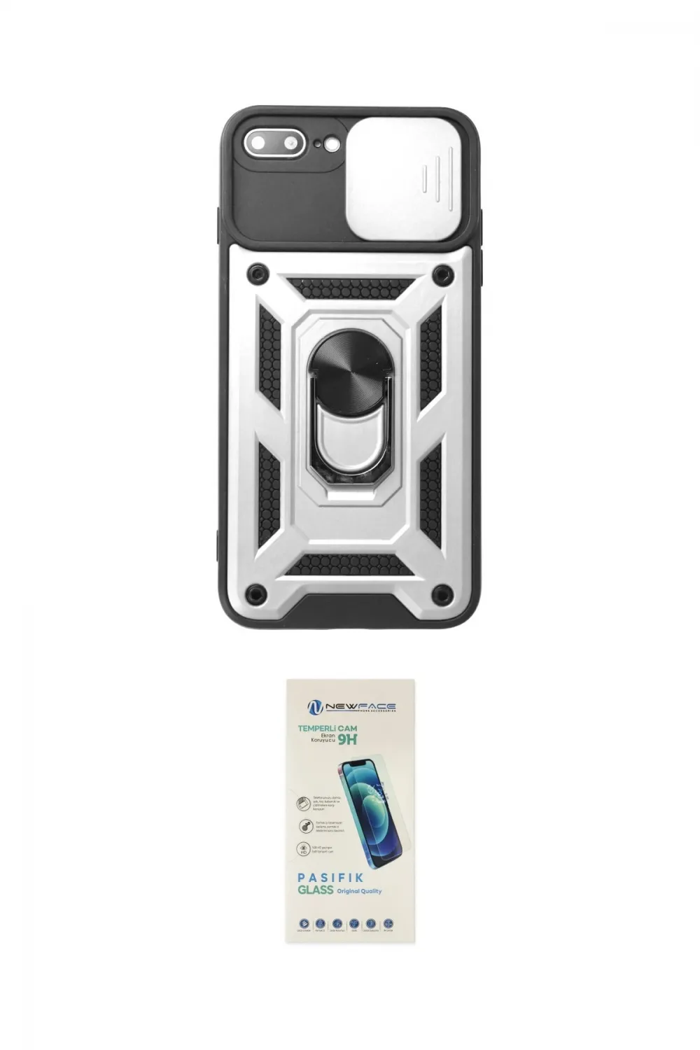 ieg™ iPhone 7 Plus Kılıf Ahenk Klasik - Şeffaf Pasifik Cam Ekran Koruyucu