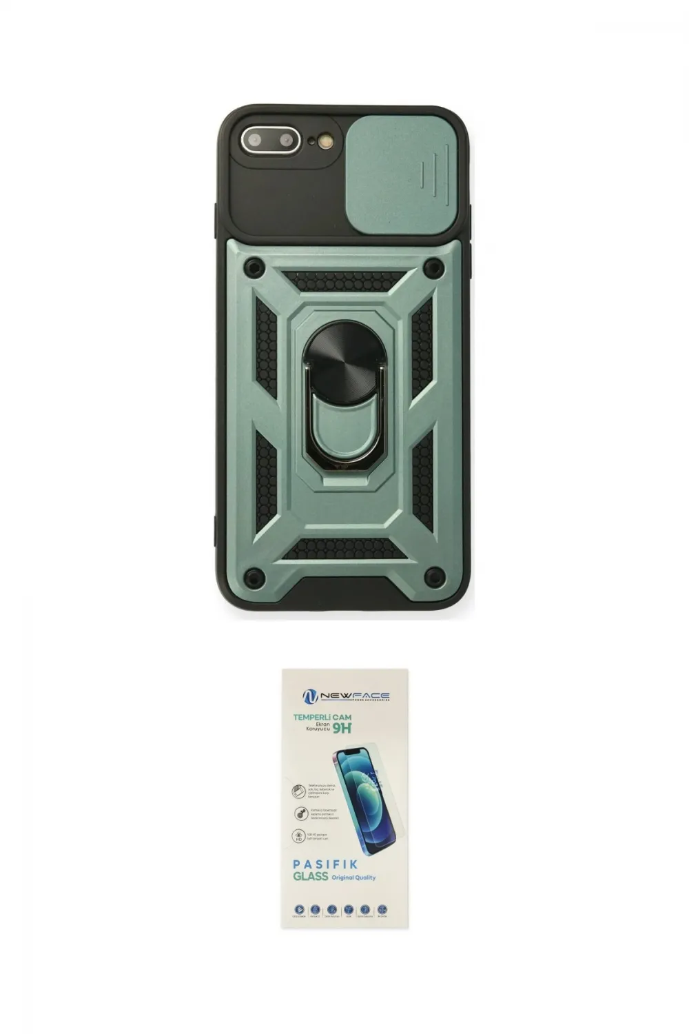 ieg™ iPhone 7 Plus Kılıf Ahenk Klasik - Şeffaf Pasifik Cam Ekran Koruyucu