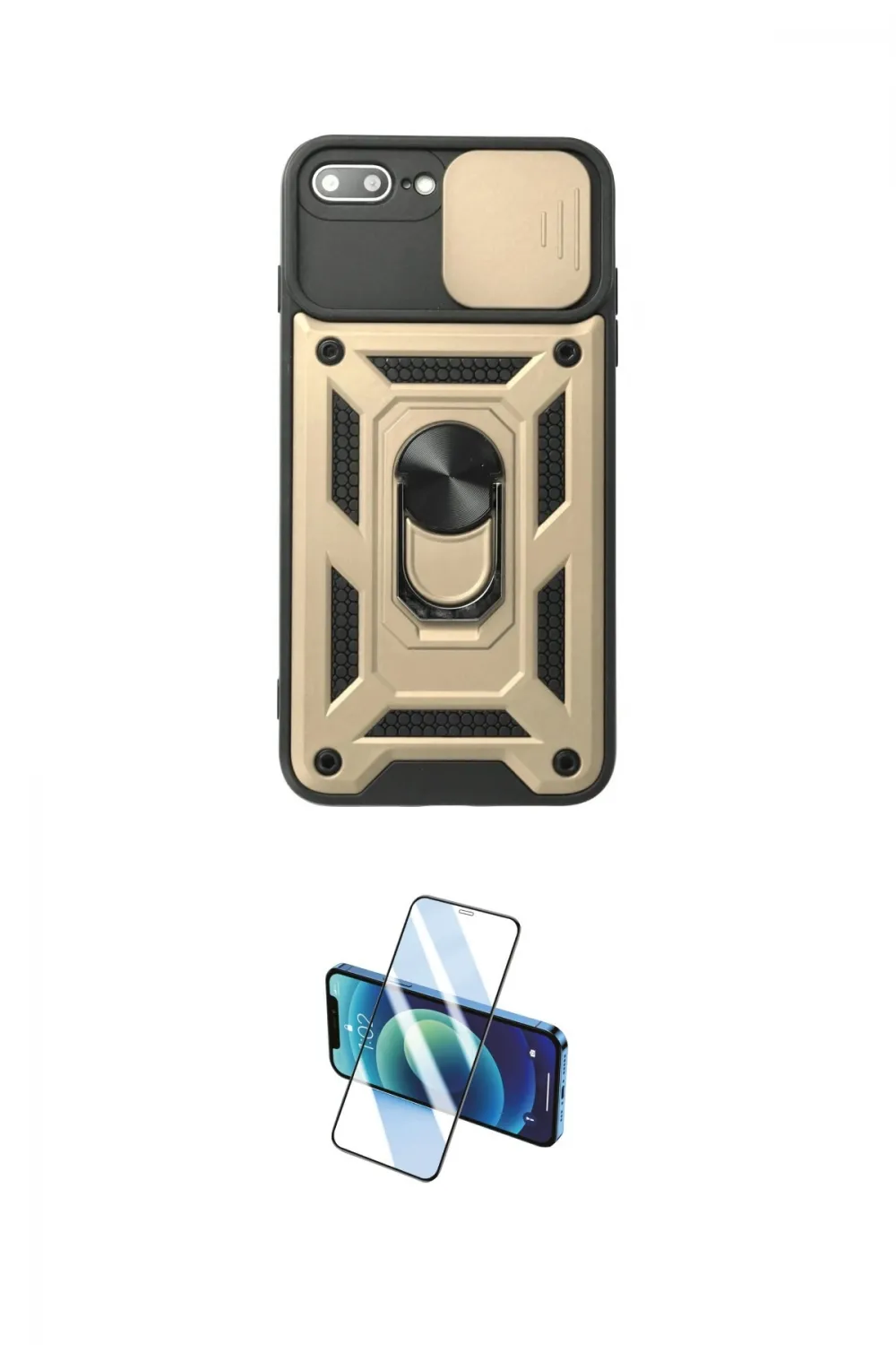 ieg™ iPhone 7 Plus Kılıf Ahenk Klasik - Siyah 3D Antistatik Cam Ekran Koruyucu