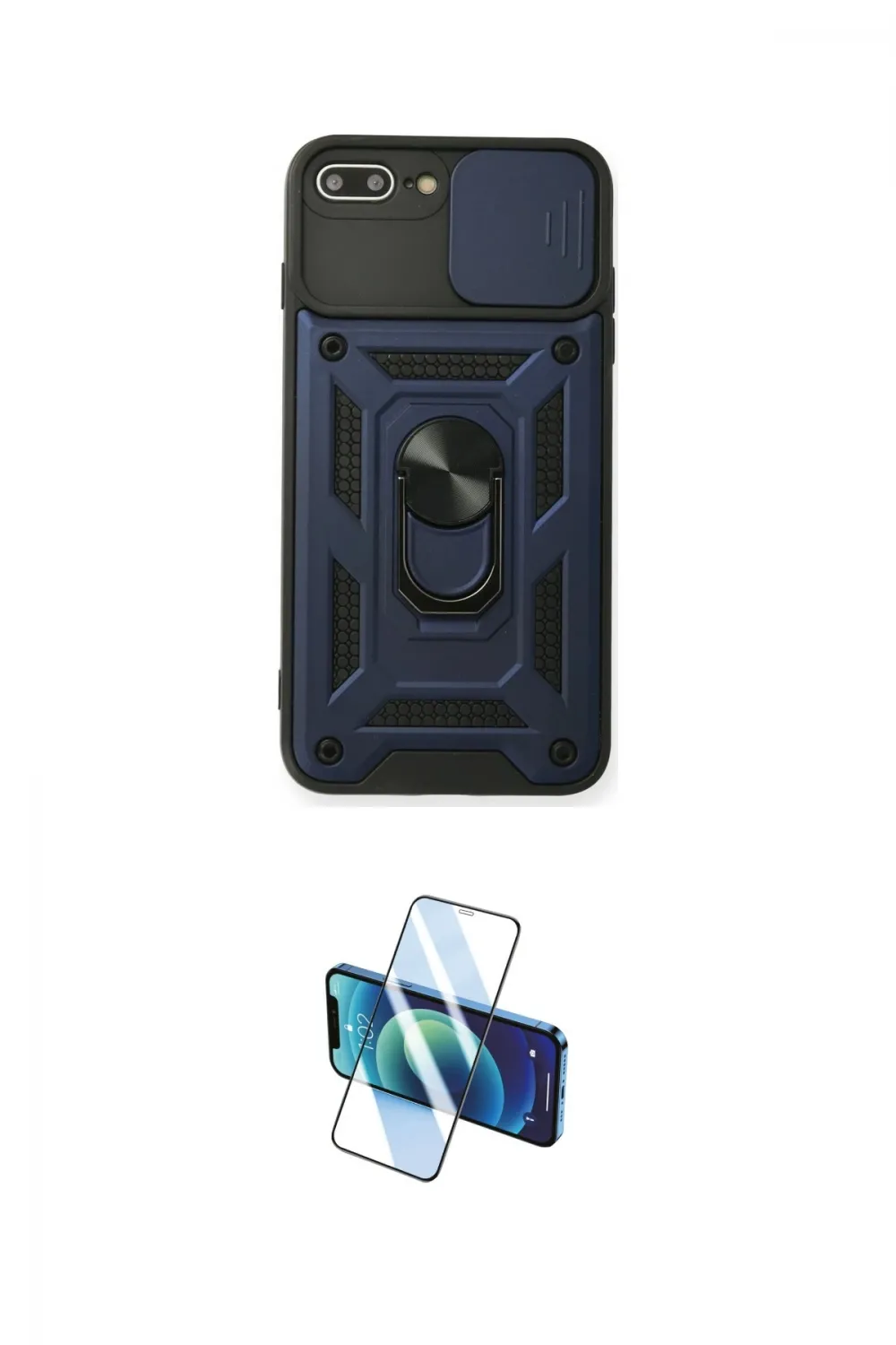 ieg™ iPhone 7 Plus Kılıf Ahenk Klasik - Siyah 3D Antistatik Cam Ekran Koruyucu