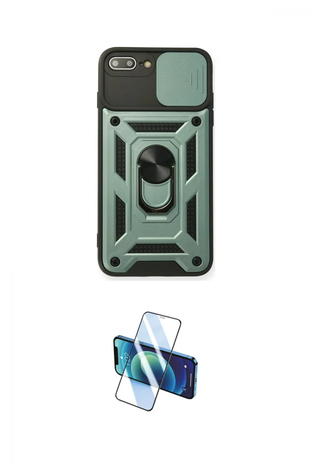 ieg™ iPhone 7 Plus Kılıf Ahenk Klasik - Siyah 3D Antistatik Cam Ekran Koruyucu