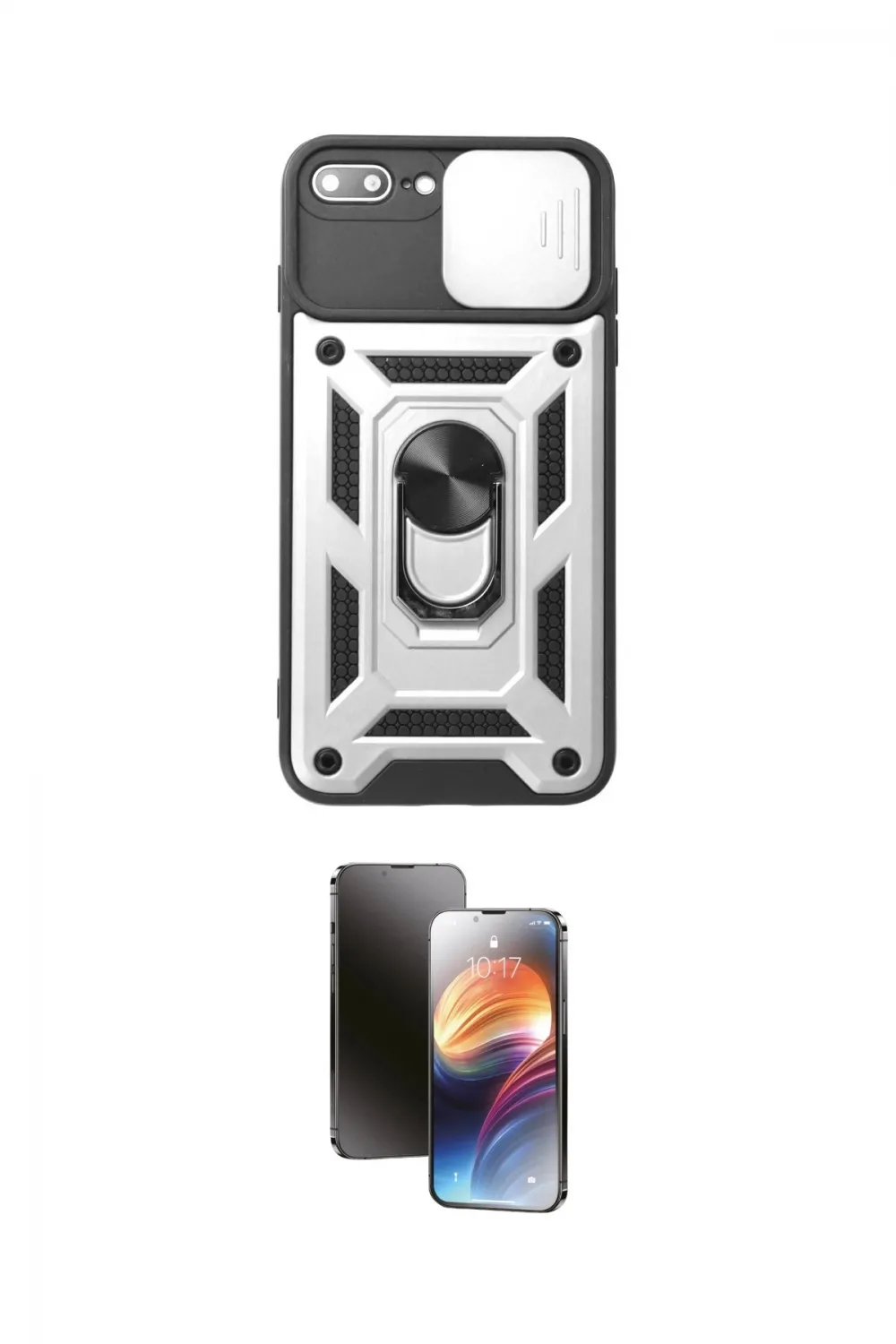 ieg™ iPhone 7 Plus Kılıf Ahenk Klasik - Siyah 3D Antistatik Mat Seramik Nano Ekran Koruyucu