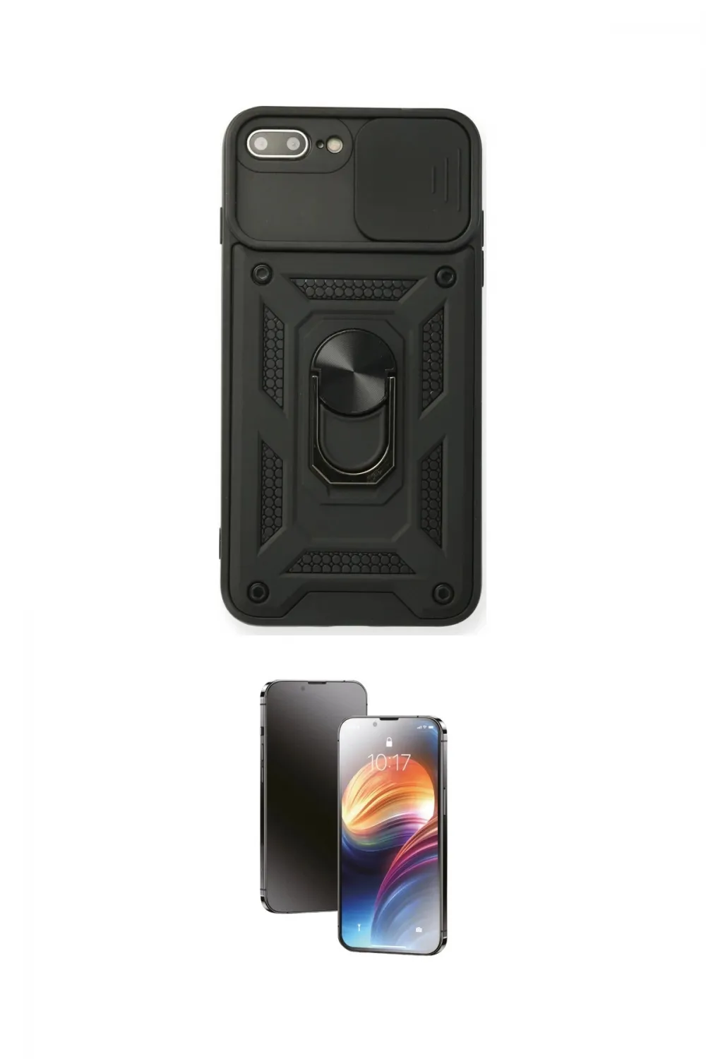ieg™ iPhone 7 Plus Kılıf Ahenk Klasik - Siyah 3D Antistatik Mat Seramik Nano Ekran Koruyucu