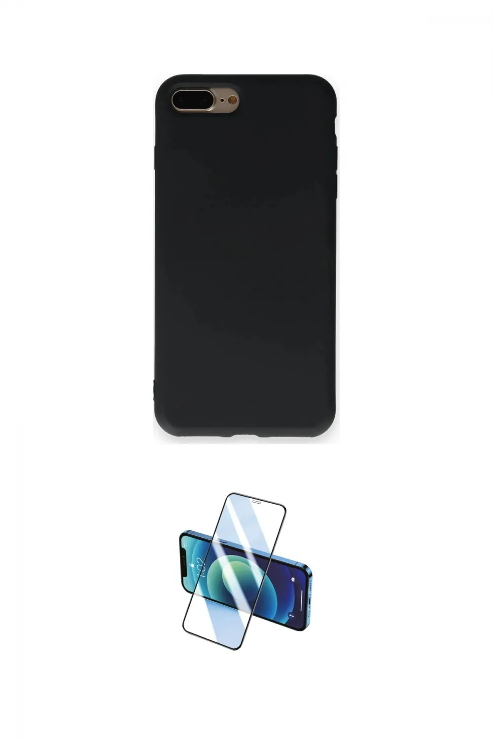 ieg™ iPhone 7 Plus Kılıf Ahenk Serisi - Siyah 3D Antistatik Cam Ekran Koruyucu