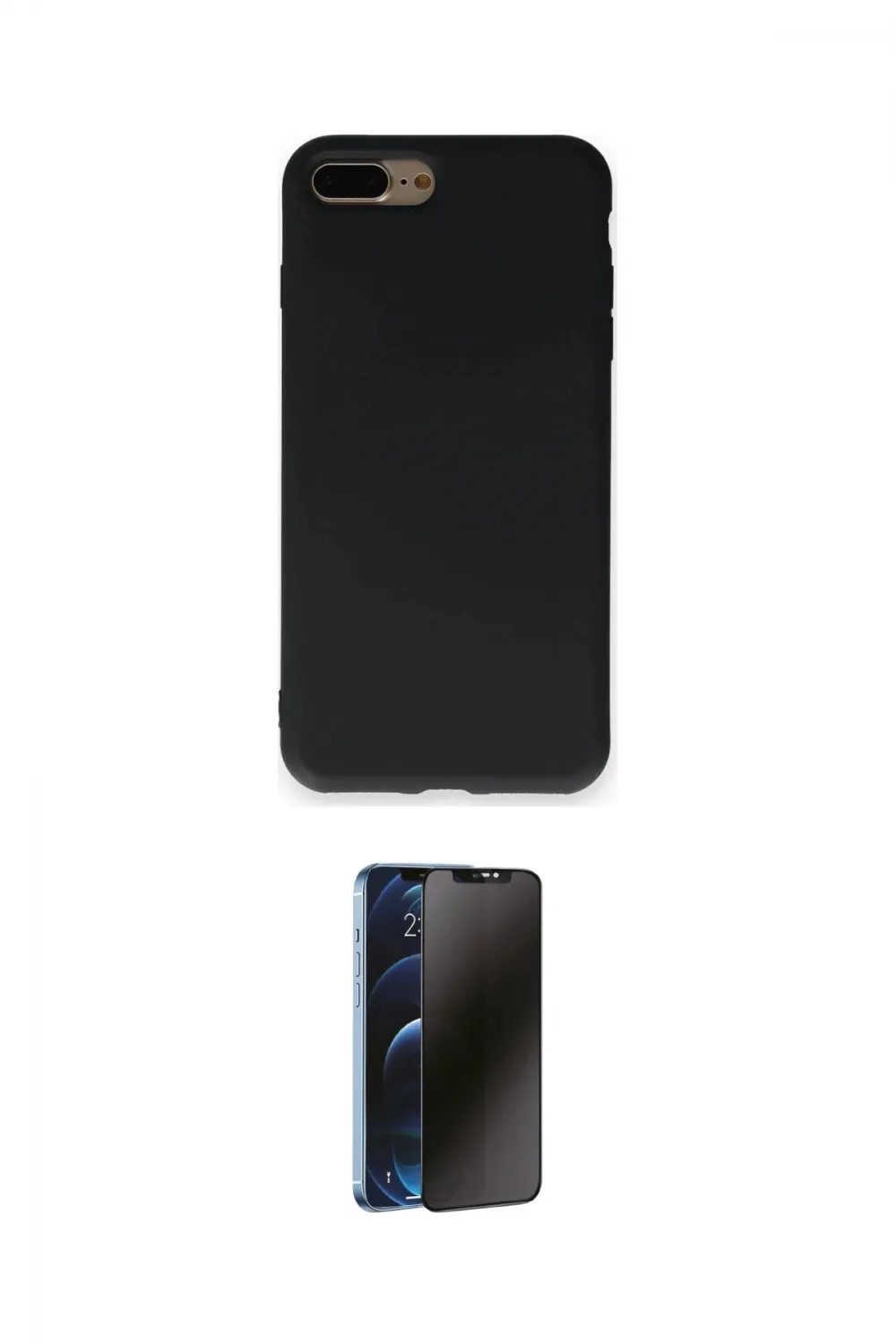 ieg™ iPhone 7 Plus Kılıf Ahenk Serisi - Siyah 3D Antistatik Hayalet Cam Ekran Koruyucu