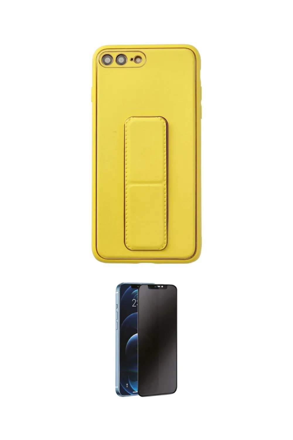 ieg™ iPhone 7 Plus Kılıf Akış Doku - Siyah 3D Antistatik Hayalet Cam Ekran Koruyucu