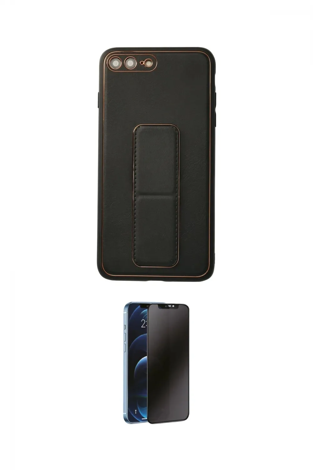 ieg™ iPhone 7 Plus Kılıf Akış Doku - Siyah 3D Antistatik Hayalet Cam Ekran Koruyucu