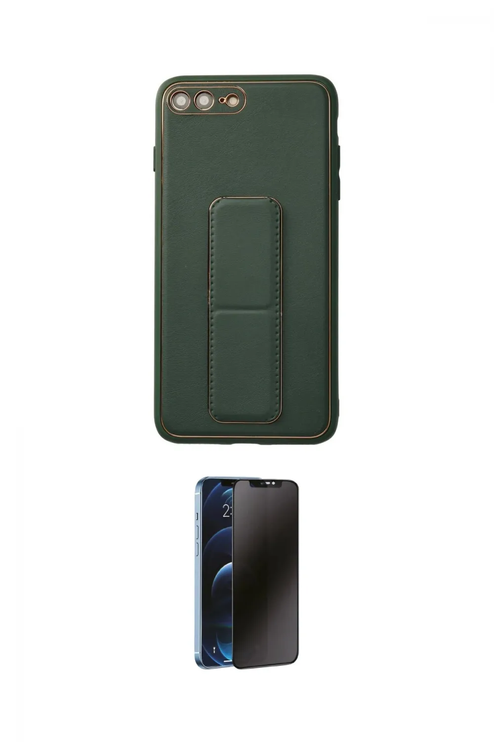 ieg™ iPhone 7 Plus Kılıf Akış Doku - Siyah 3D Antistatik Hayalet Cam Ekran Koruyucu