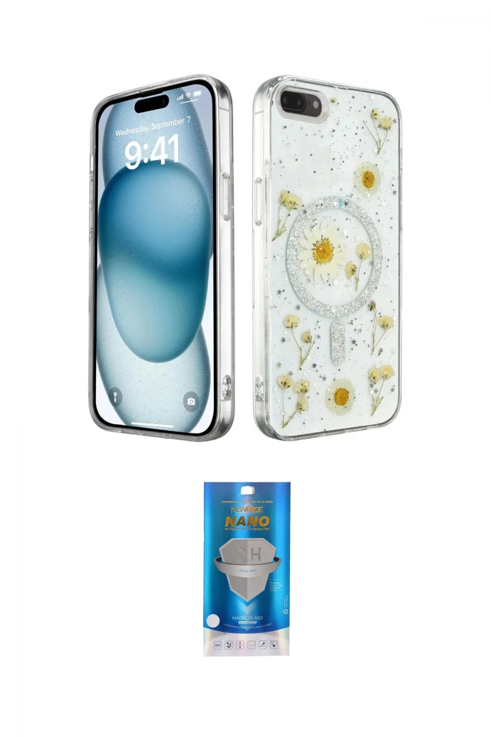 ieg™ iPhone 7 Plus Kılıf Kozmos Doku - Şeffaf Royal Nano Ekran Koruyucu