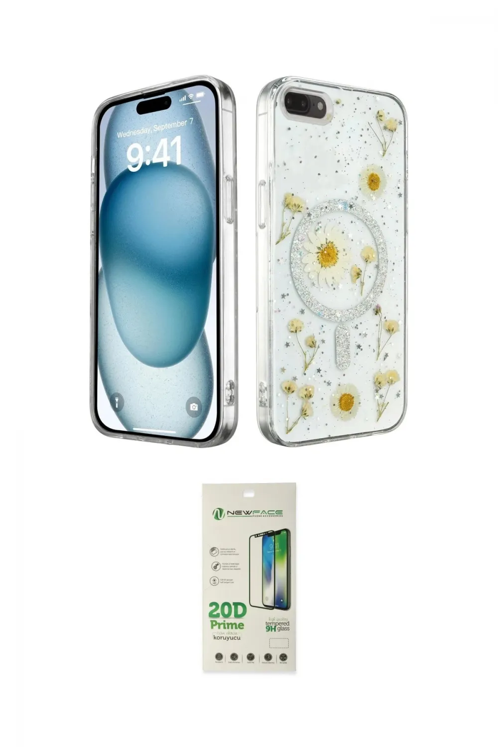 ieg™ iPhone 7 Plus Kılıf Kozmos Doku - Siyah 20D Premium Cam Ekran Koruyucu