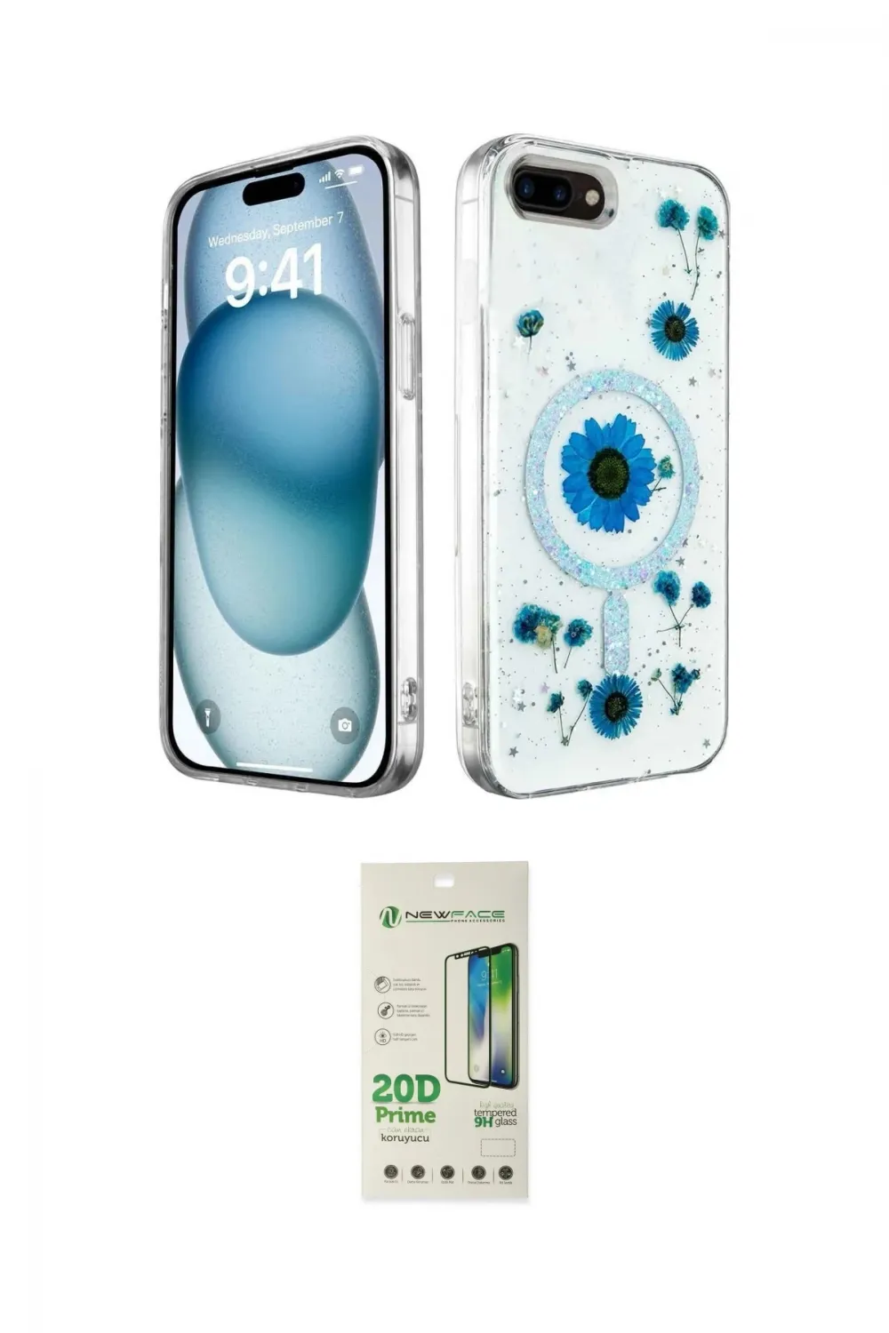ieg™ iPhone 7 Plus Kılıf Kozmos Doku - Siyah 20D Premium Cam Ekran Koruyucu