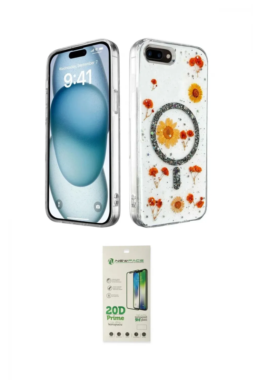 ieg™ iPhone 7 Plus Kılıf Kozmos Doku - Siyah 20D Premium Cam Ekran Koruyucu