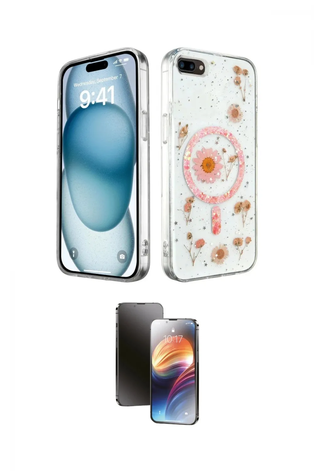 ieg™ iPhone 7 Plus Kılıf Kozmos Doku - Siyah 3D Antistatik Mat Seramik Nano Ekran Koruyucu
