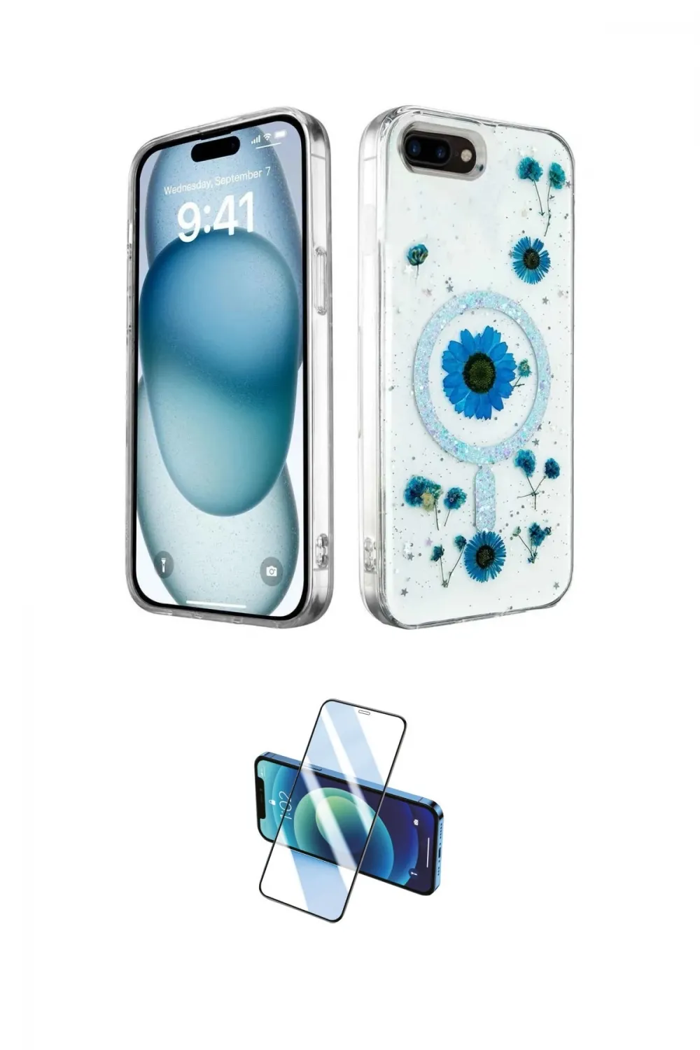 ieg™ iPhone 7 Plus Kılıf Kozmos Doku - Siyah 3D Antistatik Seramik Nano Ekran Koruyucu