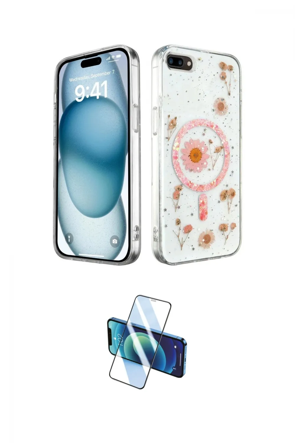 ieg™ iPhone 7 Plus Kılıf Kozmos Doku - Siyah 3D Antistatik Seramik Nano Ekran Koruyucu