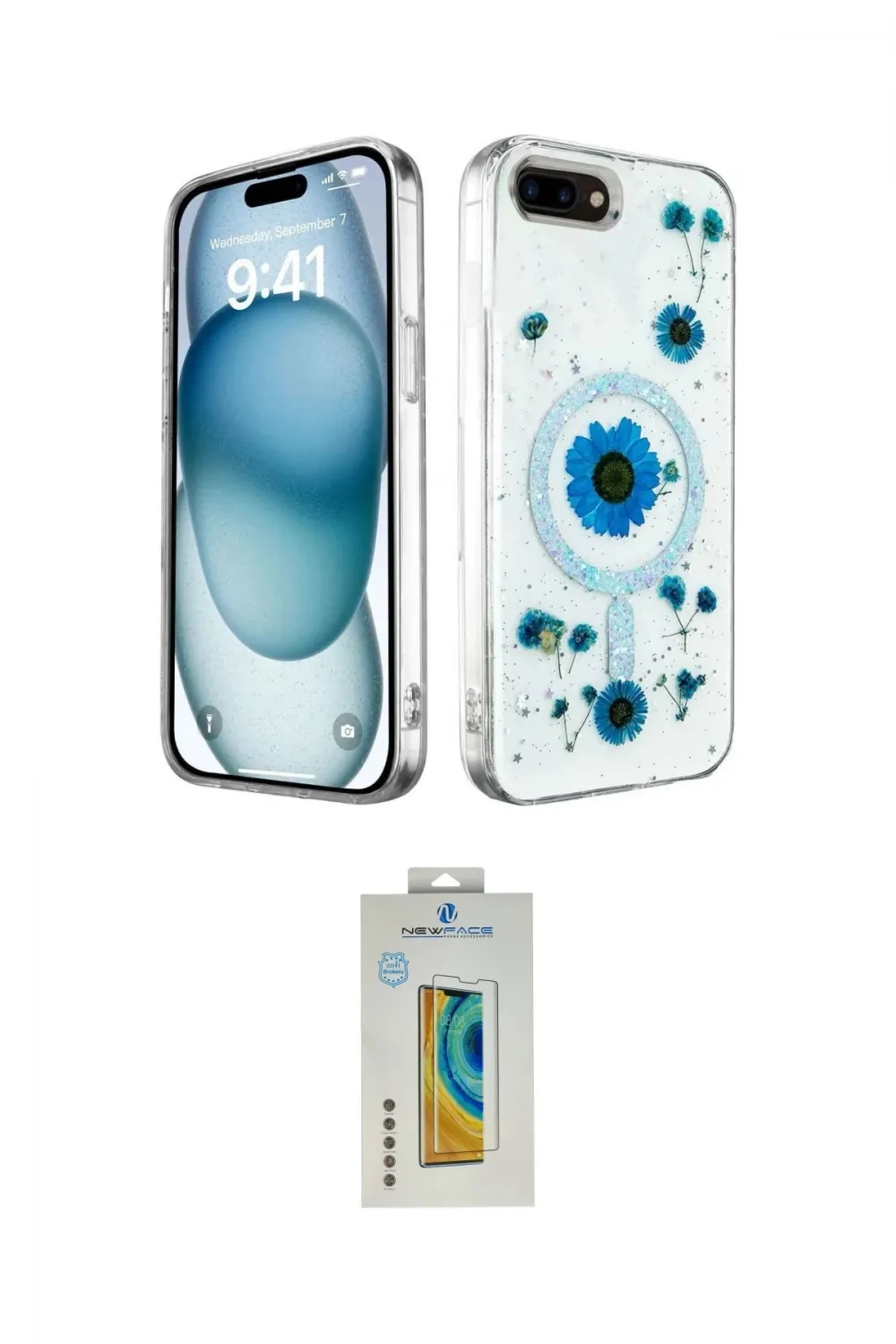 ieg™ iPhone 7 Plus Kılıf Kozmos Doku - Siyah Polymer Nano Ekran Koruyucu