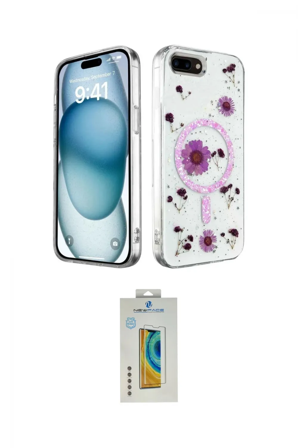 ieg™ iPhone 7 Plus Kılıf Kozmos Doku - Siyah Polymer Nano Ekran Koruyucu