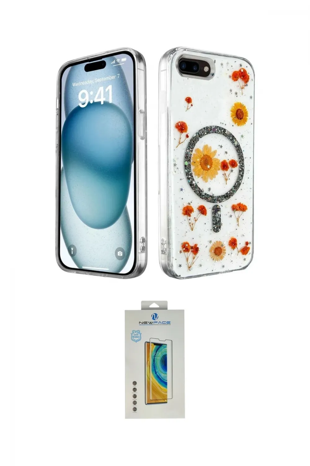 ieg™ iPhone 7 Plus Kılıf Kozmos Doku - Siyah Polymer Nano Ekran Koruyucu