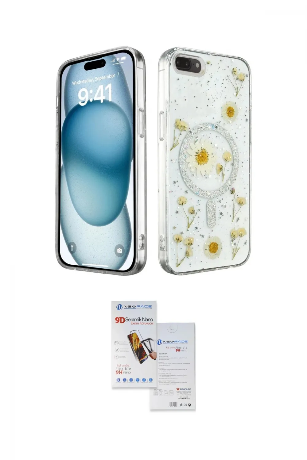 ieg™ iPhone 7 Plus Kılıf Kozmos Doku - Siyah Seramik Nano Ekran Koruyucu