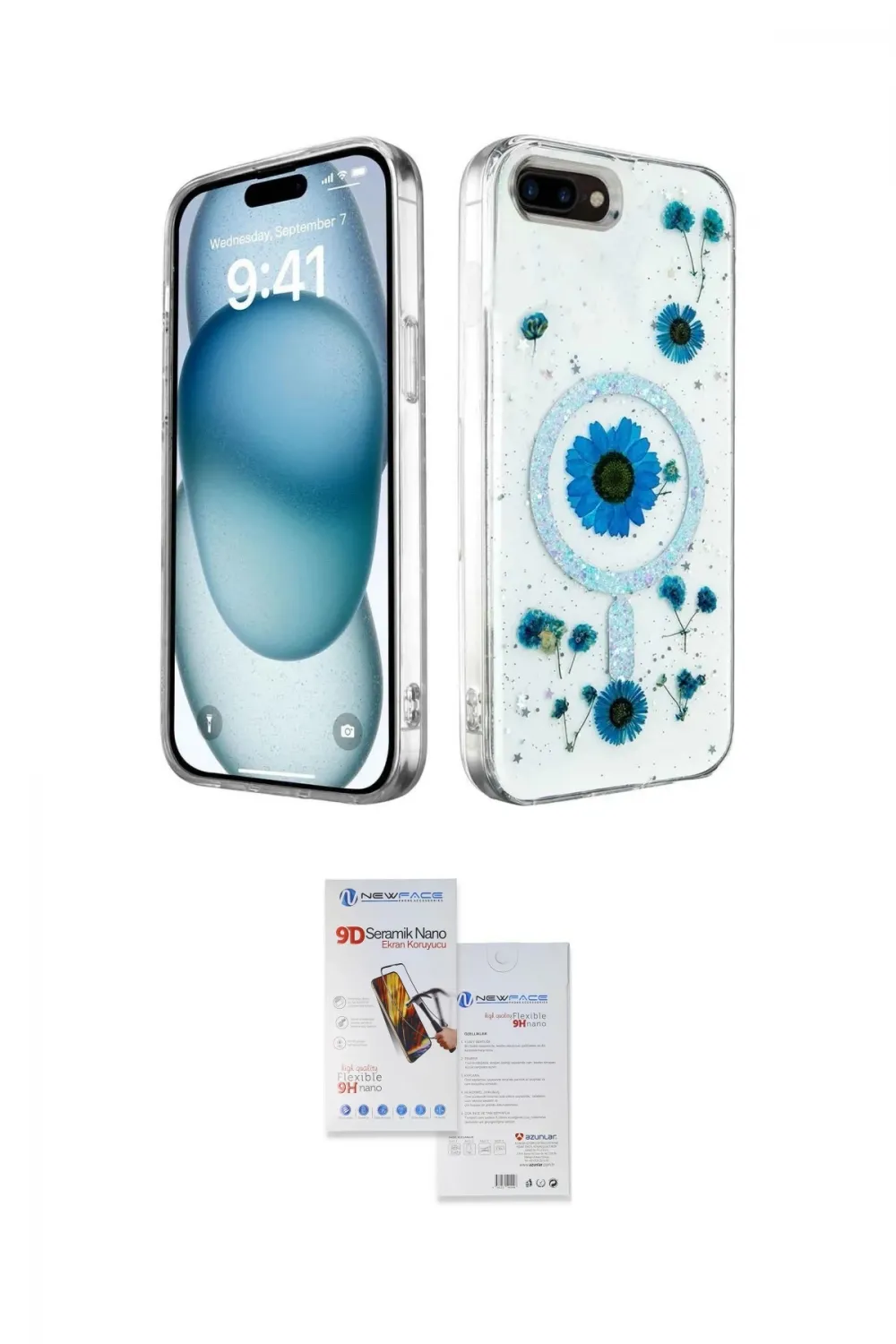 ieg™ iPhone 7 Plus Kılıf Kozmos Doku - Siyah Seramik Nano Ekran Koruyucu