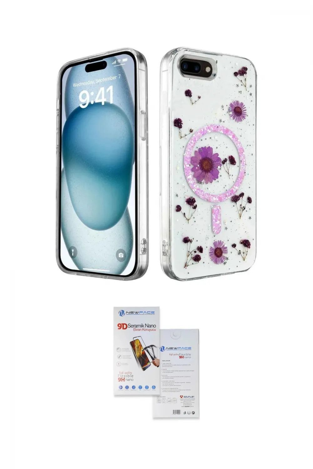ieg™ iPhone 7 Plus Kılıf Kozmos Doku - Siyah Seramik Nano Ekran Koruyucu