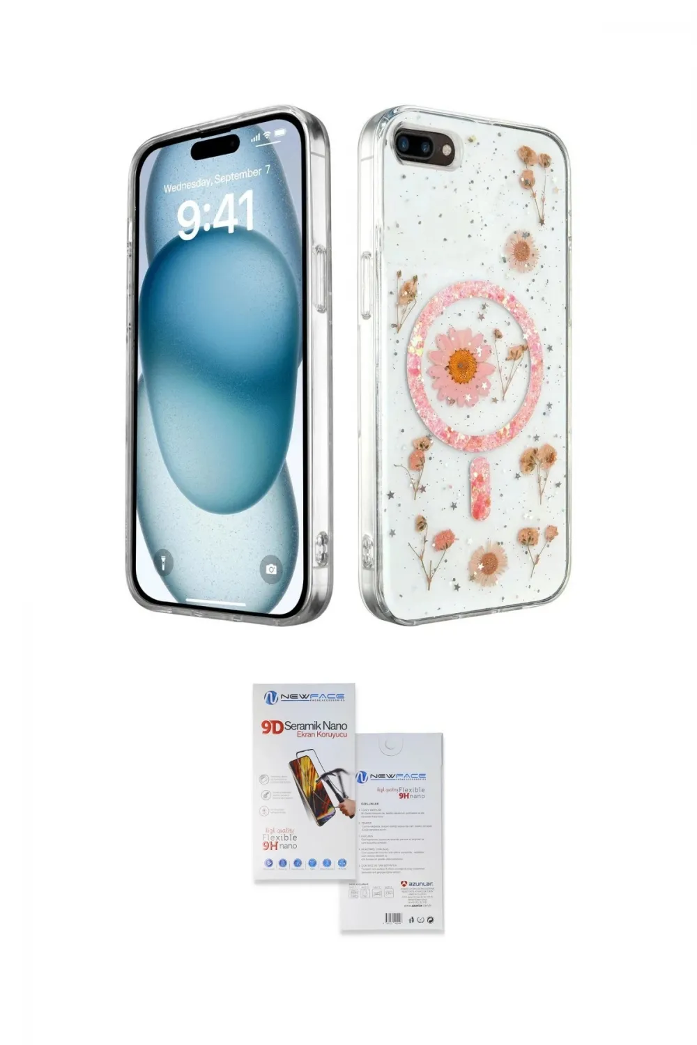 ieg™ iPhone 7 Plus Kılıf Kozmos Doku - Siyah Seramik Nano Ekran Koruyucu