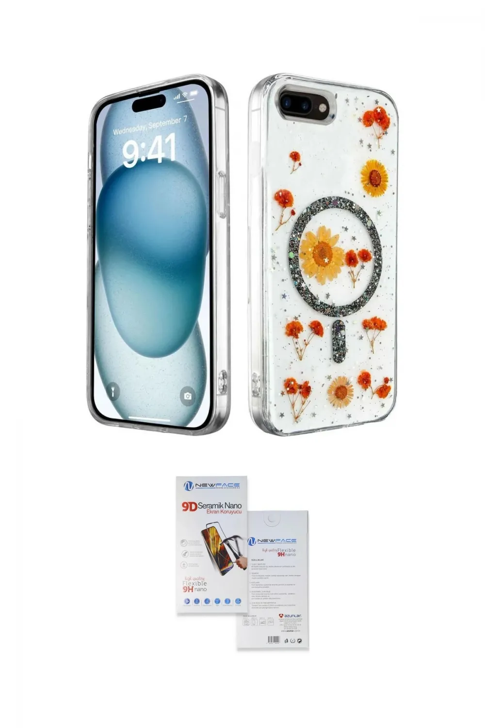 ieg™ iPhone 7 Plus Kılıf Kozmos Doku - Siyah Seramik Nano Ekran Koruyucu