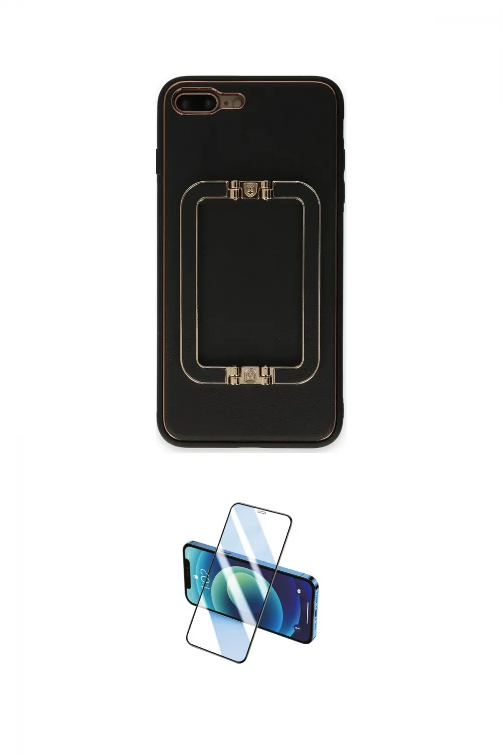 ieg™ iPhone 7 Plus Kılıf Kozmos Minimal Prime - Siyah 3D Antistatik Cam Ekran Koruyucu