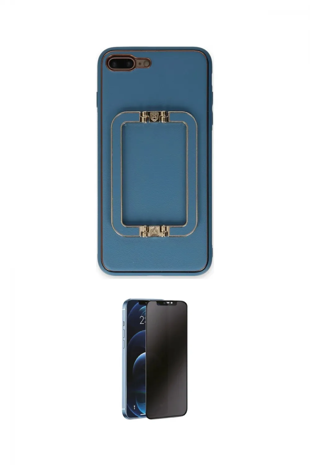ieg™ iPhone 7 Plus Kılıf Kozmos Minimal Prime - Siyah 3D Antistatik Hayalet Cam Ekran Koruyucu