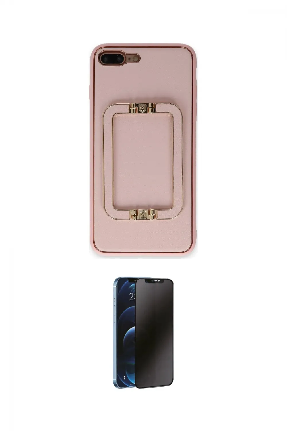 ieg™ iPhone 7 Plus Kılıf Kozmos Minimal Prime - Siyah 3D Antistatik Hayalet Cam Ekran Koruyucu