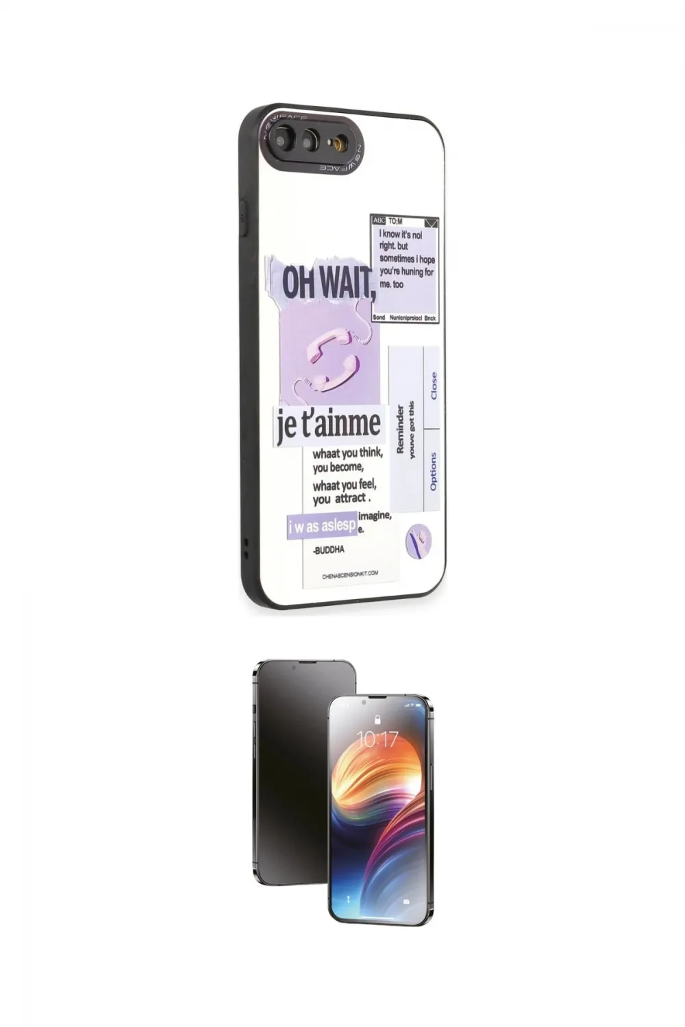 ieg™ iPhone 7 Plus Kılıf Odak Klasik Serisi - Siyah 3D Antistatik Mat Seramik Nano Ekran Koruyucu