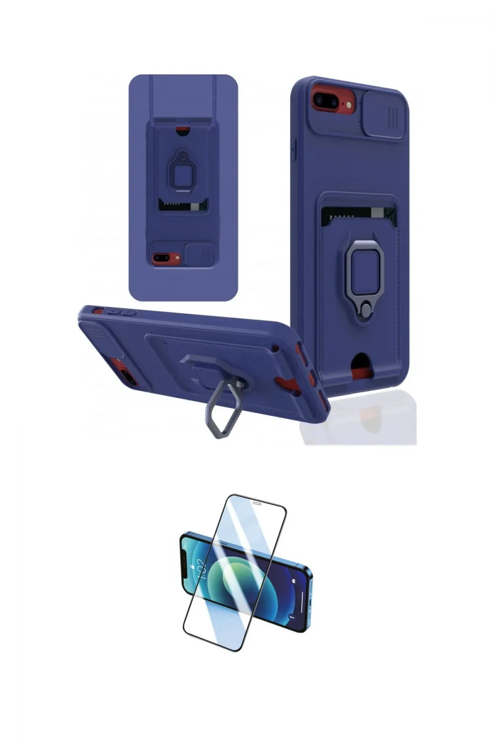 ieg™ iPhone 7 Plus Kılıf Vadi Form Prime - Siyah 3D Antistatik Cam Ekran Koruyucu