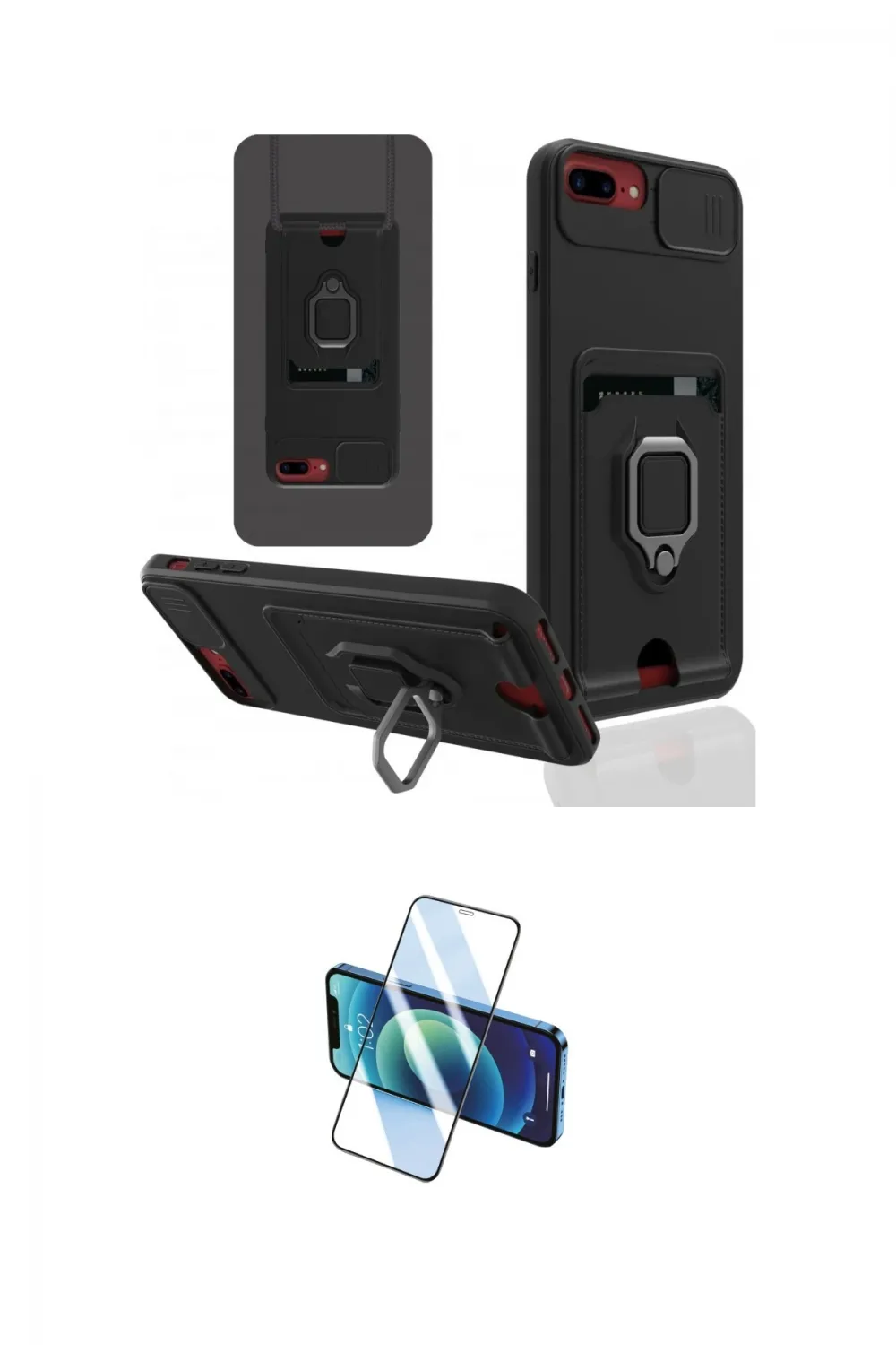 ieg™ iPhone 7 Plus Kılıf Vadi Form Prime - Siyah 3D Antistatik Cam Ekran Koruyucu