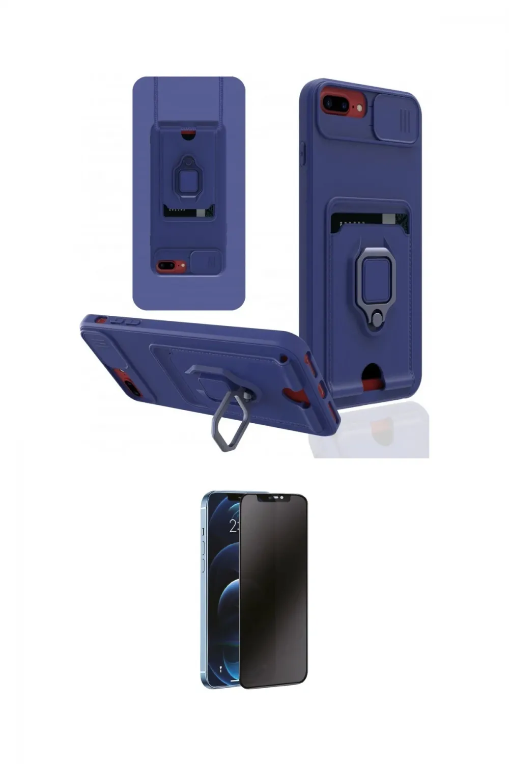 ieg™ iPhone 7 Plus Kılıf Vadi Form Prime - Siyah 3D Antistatik Hayalet Cam Ekran Koruyucu
