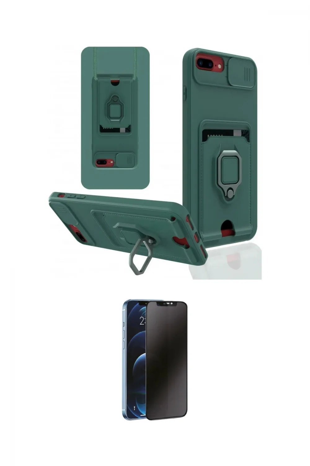 ieg™ iPhone 7 Plus Kılıf Vadi Form Prime - Siyah 3D Antistatik Hayalet Cam Ekran Koruyucu
