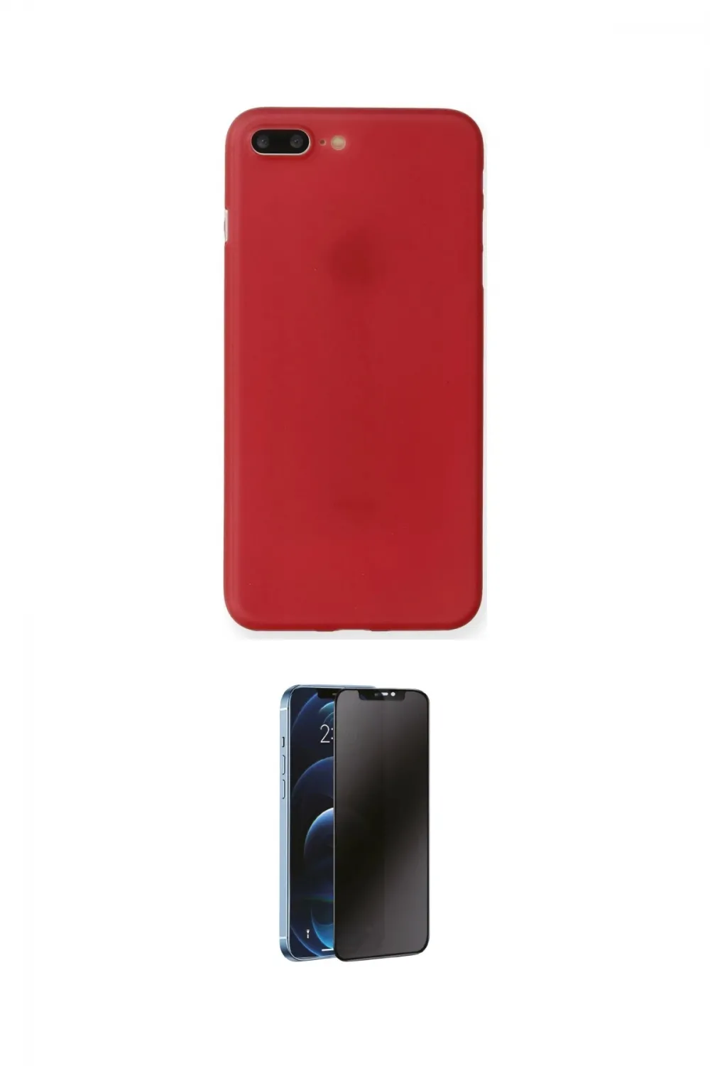 ieg™ iPhone 7 Plus Kılıf Yadigar Yansıma Serisi - Siyah 3D Antistatik Hayalet Cam Ekran Koruyucu