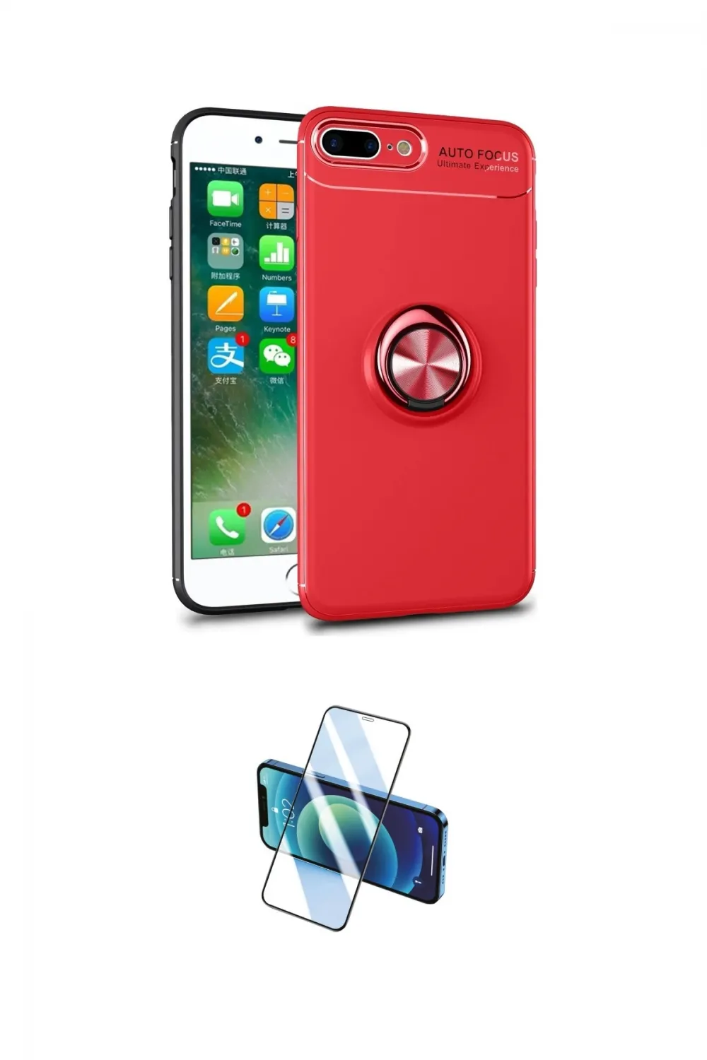 ieg™ iPhone 7 Plus Kılıf Yankı Form Prime - Siyah 3D Antistatik Cam Ekran Koruyucu