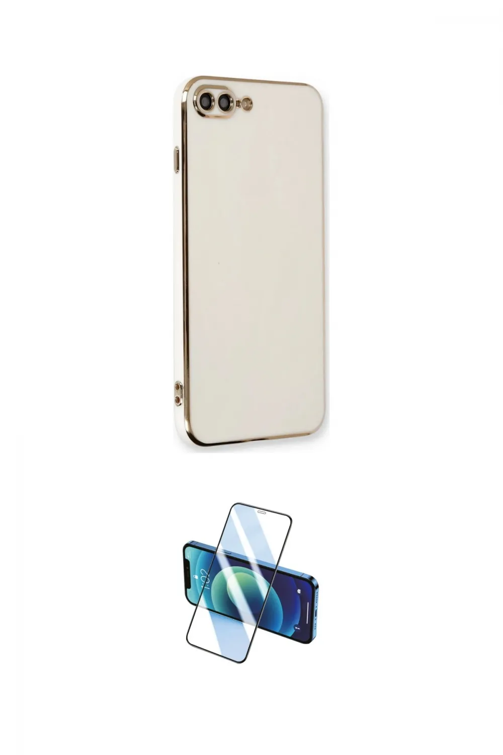 ieg™ iPhone 7 Plus Kılıf Yankı Serisi - Siyah 3D Antistatik Cam Ekran Koruyucu
