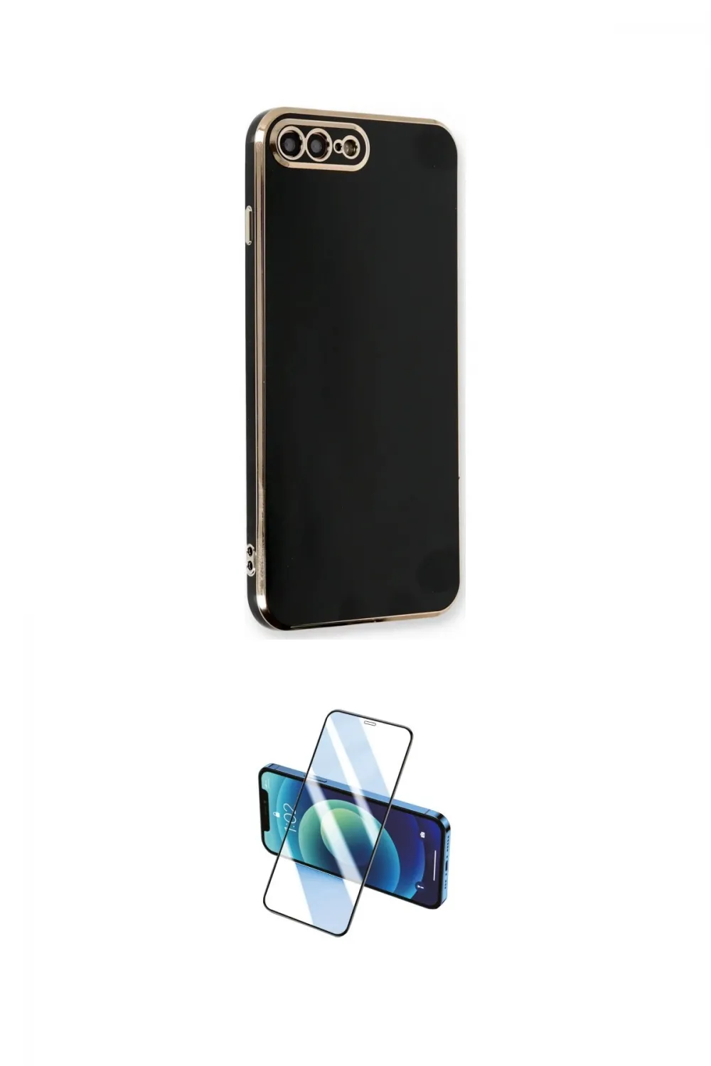 ieg™ iPhone 7 Plus Kılıf Yankı Serisi - Siyah 3D Antistatik Cam Ekran Koruyucu