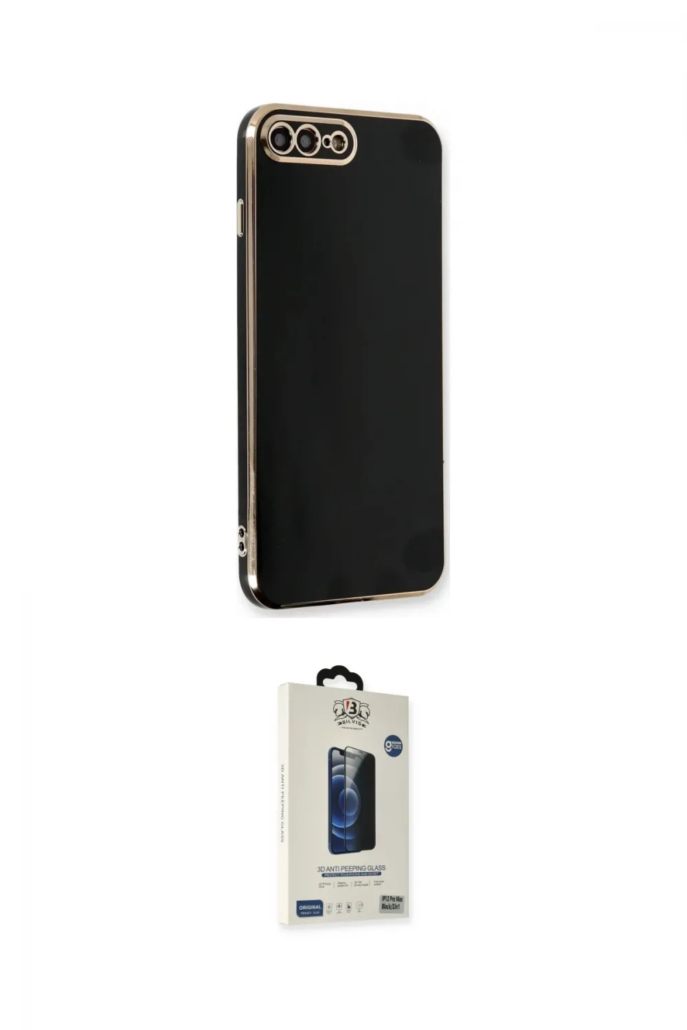 ieg™ iPhone 7 Plus Kılıf Yankı Serisi - Siyah Bilvis Hayalet Cam Ekran Koruyucu