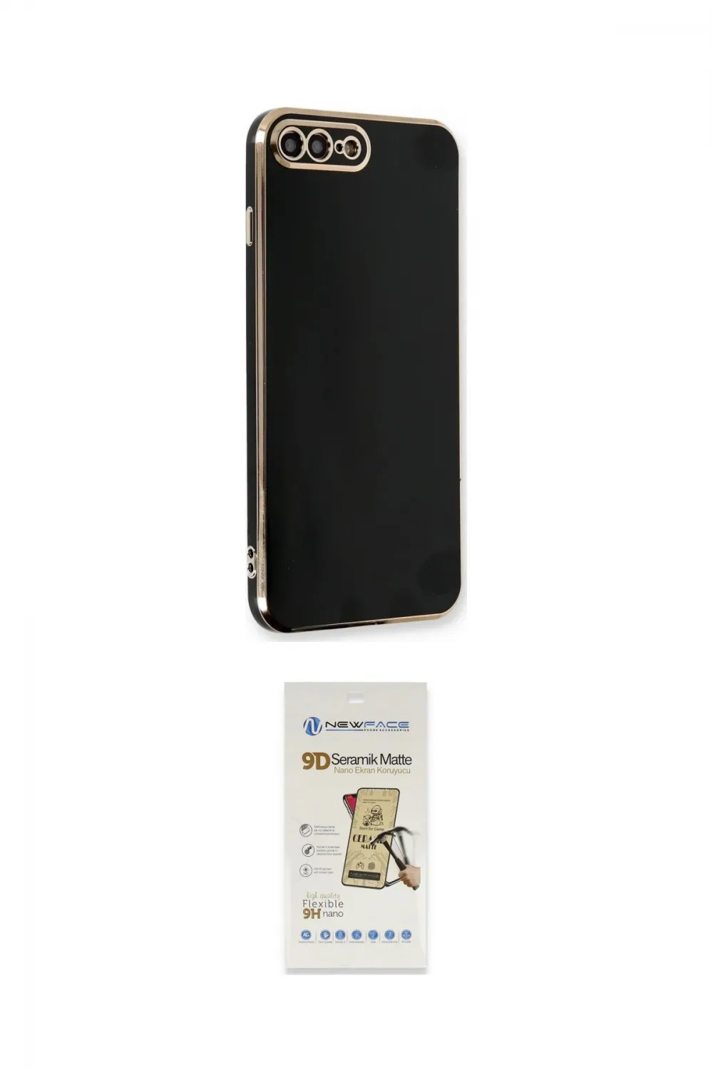 ieg™ iPhone 7 Plus Kılıf Yankı Serisi - Siyah Mat Seramik Nano Ekran Koruyucu