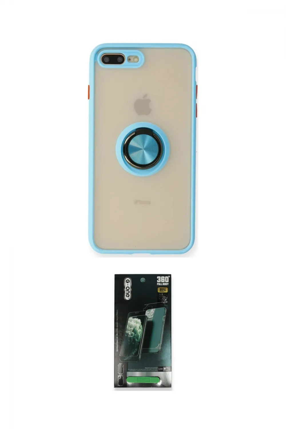 ieg™ iPhone 7 Plus Kılıf Yörünge Çizgi - Şeffaf 360 Full Body Arka Koruyucu