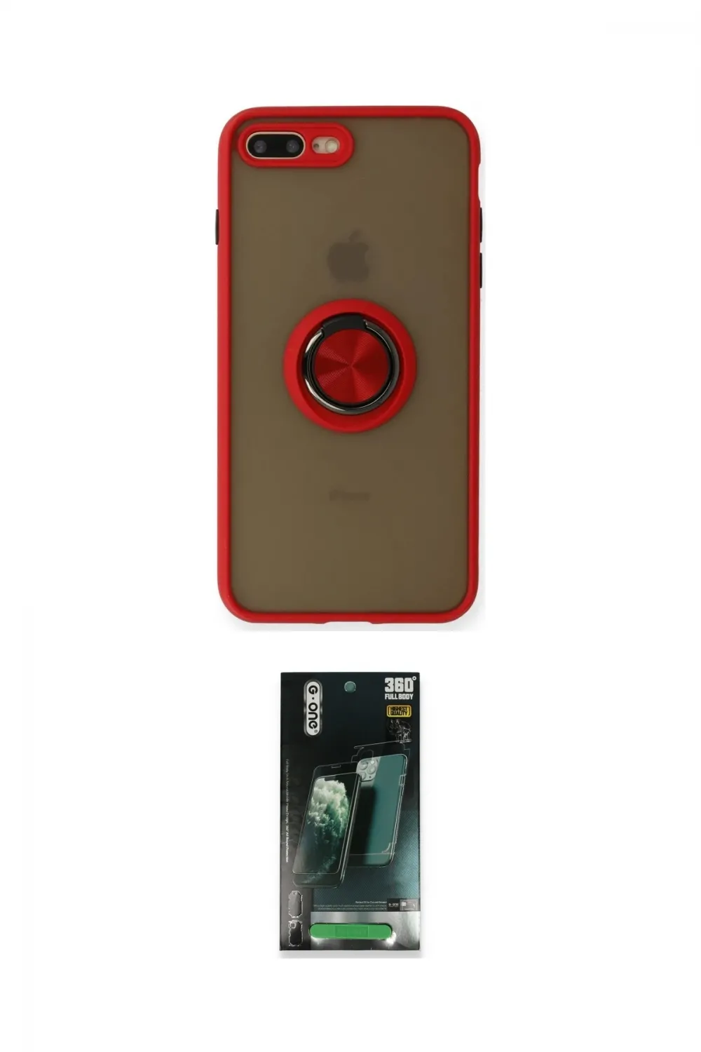 ieg™ iPhone 7 Plus Kılıf Yörünge Çizgi - Şeffaf 360 Full Body Arka Koruyucu