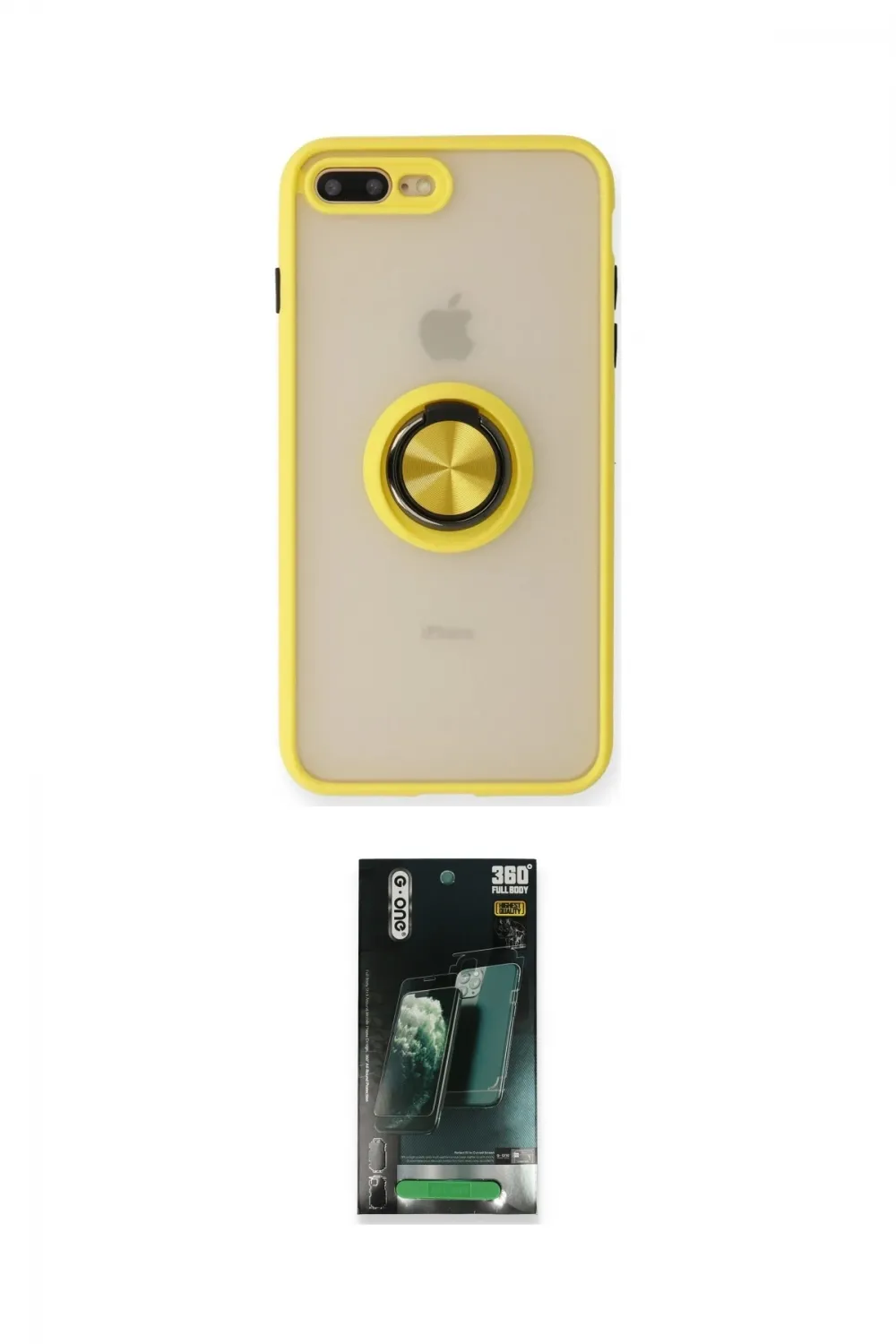 ieg™ iPhone 7 Plus Kılıf Yörünge Çizgi - Şeffaf 360 Full Body Arka Koruyucu